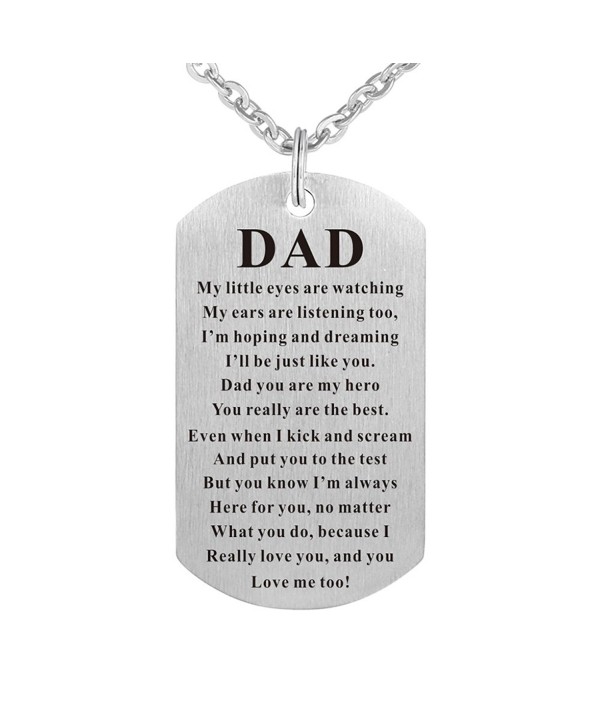 Stainless Fathers Birthday Keychain Necklace - Dad - CZ189X3TGL2