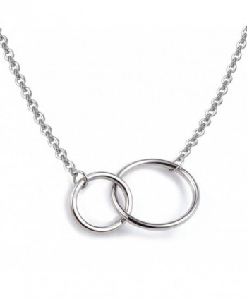 925 Sterling Silver Necklace with Interlocking Two-Circles Pendant Necklace- 16"+2" Extender - C2184SO2XGI