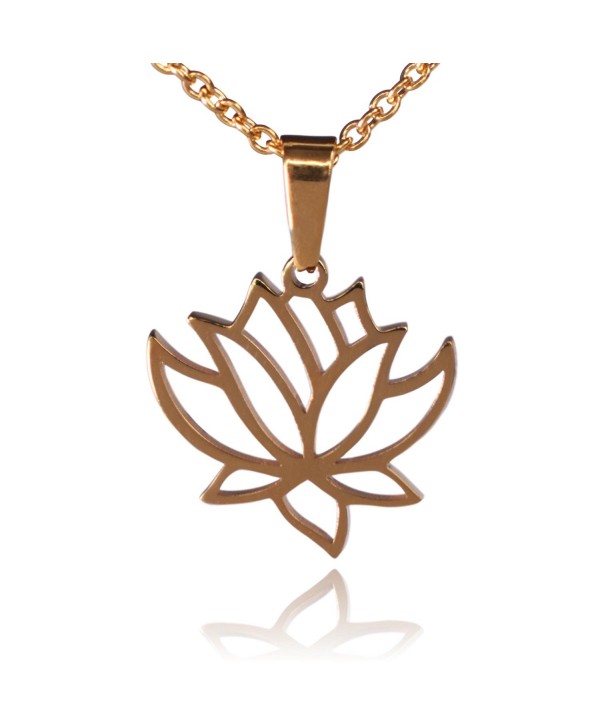 Lotus Flower Stainless Steel Necklace - CQ187NKWC47
