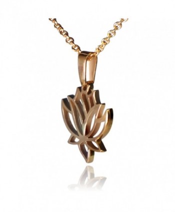 Lotus Flower Stainless Necklace Polished in Women's Pendants