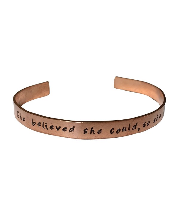 She Believed She Could- So She Did. Hand Stamped 1/4" Copper Cuff Bracelet - CJ12N8QSKF0