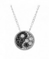 Teeny Tiny Yin & Yang Pendant Necklace with Black & White Diamonds in Sterling Silver - CC12NW7IJOY
