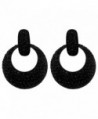 DMI Punk Jewelry Vintage Alloy Crystal Teardrop Women Dangle Hoop Earrings - Hollow Round Black-Color - CA184XRIKUD