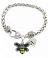 Custom Yellow Black Bumble Bee Silver Bracelet Jewelry Choose Initial 26 letters - CP17AZ9HM8S