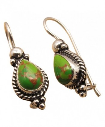GREEN COPPER TURQUOISE Gems Jewelry Art Earrings ! 925 Silver Plated GEMSET - CR12O7SKBYL
