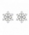 EVER FAITH 925 Sterling Silver Cubic Zirconia Winter Snowflake Flower Elegant Stud Earrings Clear - CW1200EUHCD