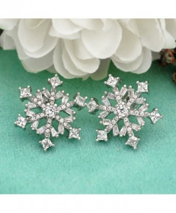 EVER FAITH Sterling Zirconia Snowflake in Women's Stud Earrings