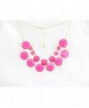 New Color Rounds Stones Double Chains Bubble BIB Statement Fashion Necklace - Hot pink - CX110SPGZ67