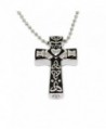 Cross Celtic "Claddagh" Cremation Urn Jewelry- Stainless Steel Pendant Necklace for men and women - CE11WQS0UCT