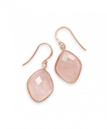 Dyed Rose Quartz Earrings Faceted with Rose Gold-plated Sterling Silver - CT11BDM7VUD