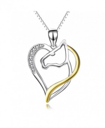 Angel caller Sterling Silver Horse Charm Heart Pendant Necklace 18" - CY182OTHHEM