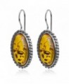 Honey Amber Sterling Silver Oval Classic Hook Earrings - CC1131NGCS9