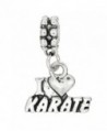 Sterling Silver Oxidized I Love Karate Dangle Bead Charm - CH115XLD3LB