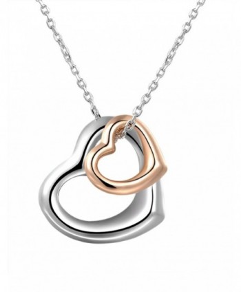 Loving You 2 Tone Open Heart Necklace Interlocking Love Pendant Silver And Rose Gold - 2 TONE - CT187HN3YNS