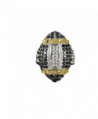 Sports Novelties Team Colored Football Shaped Rhinestone Bling Ring with Stretchy Band - " Black/Gold " - CS122RNUCVB