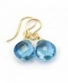 14k Gold Filled London Blue Earrings Simulated Topaz Faceted Heart Teardrops Briolette Cut - CZ11FGZPQ3R