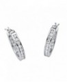 Platinum over Sterling Silver Inside Out Hoop Earrings (20.5mm) Round Cubic Zirconia - CJ12O5K0704