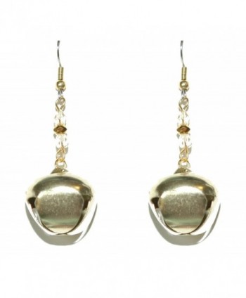 Bright Gold Jingle Bell Christmas Pierced Dangle Earrings (H211) - CN183O49K8K