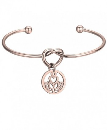 MAOFAED Love Knot Bangle-Lotus Flower Jewelry-Rose Gold Love Knot Cuff Bracelet Christmas Gift - Rose Gold Lotus - CR182SG4DQG