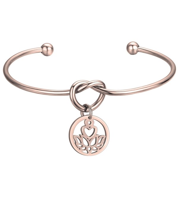 MAOFAED Love Knot Bangle-Lotus Flower Jewelry-Rose Gold Love Knot Cuff Bracelet Christmas Gift - Rose Gold Lotus - CR182SG4DQG