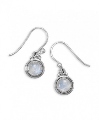 Rainbow Moonstone Polished Edge Round Sterling Silver Earrings - CT11397FIRX