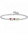 Caperci Adjustable Sterling Silver Heart Birthstone Created Gemstone Bracelet for Women- 7'' - CE185LE6LRU