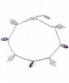 Silver Ankle Bracelet- Purple Crystal Charm Ankle Bracelet-Four Leaf Cloves Foot Jewelry bss024 - CT11FFTDWUD
