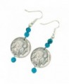 American Coin Treasures Buffalo Nickel Turquoise Coin Earrings Coin Jewelry - CW1166UF9O7