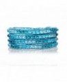 Blue MIx Crystal Wrap Bracelet Multilayer Handmade in a Genuine Blue Leather 4 mm Woven Bangle - CK124KGASEX