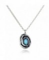 Rose Pendant with Created Blue Fire Opal 925 Sterling Silver Women's Necklace- 18" + 4" Extender - CI12B22PFOH