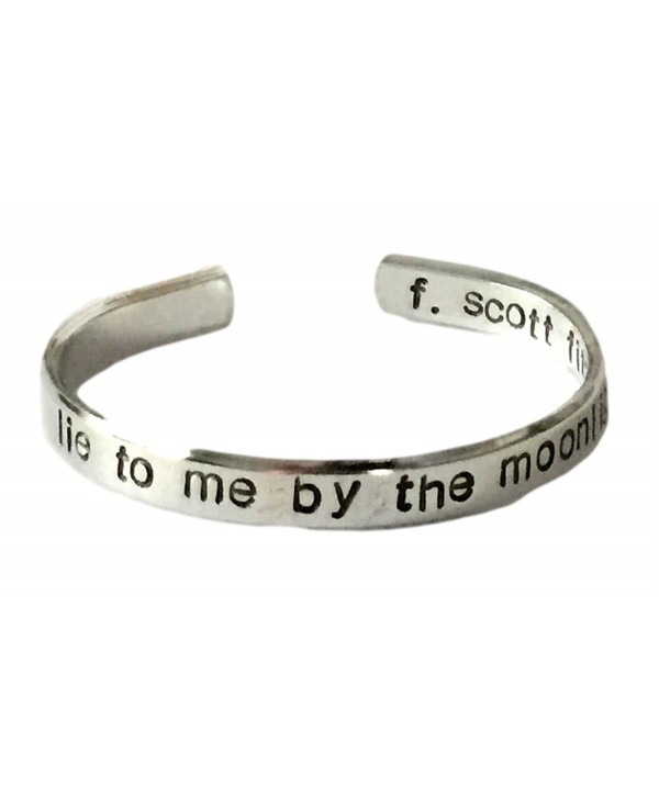 F Scott Fitzgerald Bracelet - Lie to Me By the Moonlight - 2-sided Hand Stamped 1/4-inch Aluminum Cuff - CT11JO9CHNX
