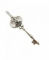 Large Skeleton Key Necklace- Antique Silver Finish Key- Ornate Victorian Style- Crown Necklace- Long Necklace - CK129YLCKXR