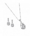 Mariell Vintage CZ Pear-Shaped Teardrop Necklace and Earring Jewelry Set for Bride- Prom & Bridesmaid - CA122YONLON