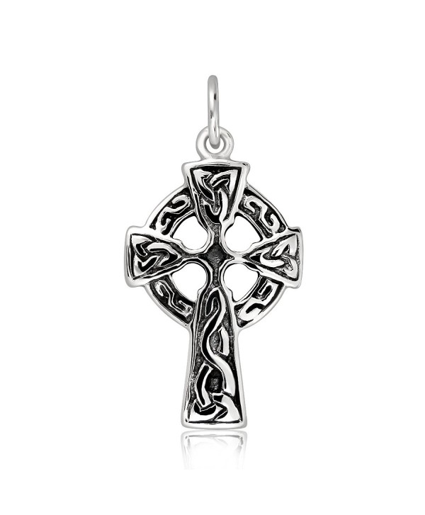 WithLoveSilver Solid Sterling Silver 925 Celtic Iona Ancient Cross in Scotland Pendant - CI11DLBMD7P