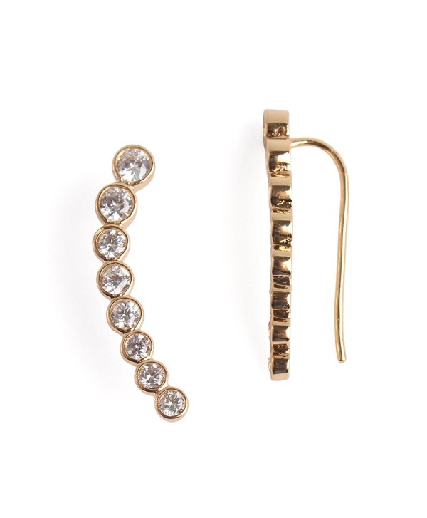 MYS Collection Women's Cubic Zirconia Leaf Stud Earrings (Gold) - CF12JGMGJIB