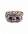 Alilang Womens Antique Golden Owl Face Crystal Rhinestones Cuff Bracelet - Purple - C517YH8XDX5