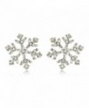 Large Sparkling Crystal Silver Tone Snowflake Stud Earrings Christmas Winter Bridal Fashion Jewelry - CG11QN3DB5L