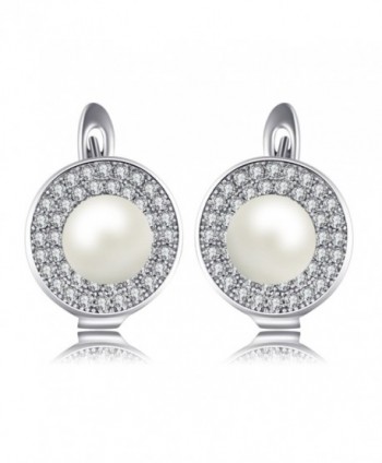 JewelryPalace Luxury 7mm Freshwater Cultured White Pearl Hoop Earrings 925 Sterling Silver - CT12EWJJUJX