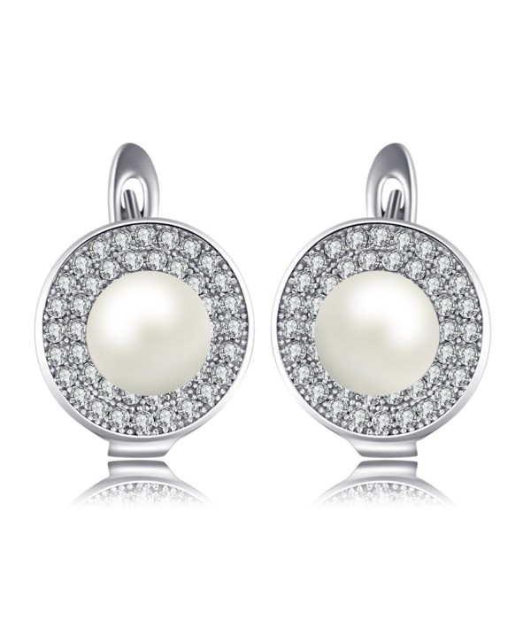 JewelryPalace Luxury 7mm Freshwater Cultured White Pearl Hoop Earrings 925 Sterling Silver - CT12EWJJUJX