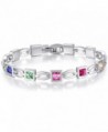 Valentine's Day Gift - Mondaynoon Women's SWAROVSKI ELEMENT Crystal 'Look of Love' Charm Tennis Bracelet 7.67" - CF11HBTF8BV