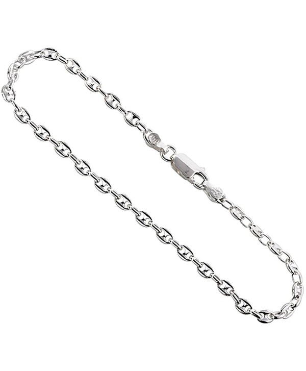 Sterling Silver Anklet Puffed Anchor Chain 3.4 mm Nickel Free Italy- sizes 9 - 9.5 inch - CP11LKQ5ZE1