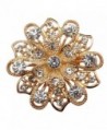 Zakia Fashion Jewelry Floral Ivory and Gold-Tone Crystal Brooch Pin Gold - CY12C9AIAKF