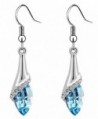 Latigerf Women's Teardrop Shaped Long Dangle Earring White Gold Plated made with Swarovski Crystal Blue - C711WNSC2OV