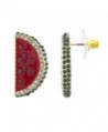 Lux Accessories Goldtone Red Pave Stone Watermelon Fruit Novelty Earrings - C212N4W1R6W