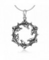 925 Sterling Silver Open Filigree Divine Leaf Leaves Vine Round Vintage Pendant Necklace 18" - C412NU99VFZ