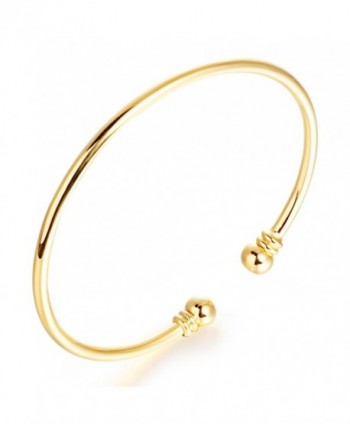 Stainless Steel 18K Gold Tone C Style Open Bracelet Bangle Cuff for Women L7.28" - CO127TXML4Z