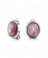 Bling Jewelry Oval Pink Mother of Pearl Clip On Earrings Rhodium Plated Alloy - CO11EWT6VCX