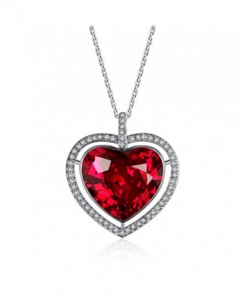 Yoshine Mother's Day Gifts "PURE LOVE" Platinum-Plated Crystal Double Heart Pendant Necklace for Women - Red - CN12FW8ZAWX