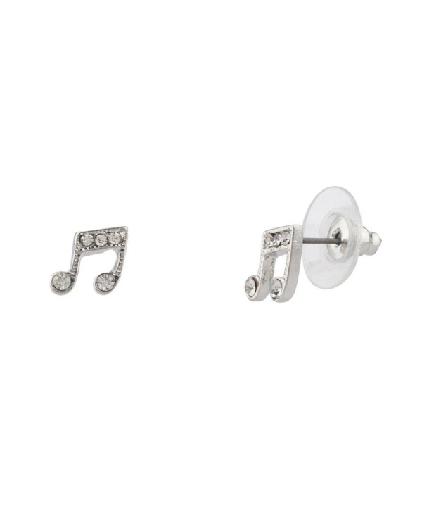 Lux Accessories Womens Kids Girls Music Eighth Note Pave Stud Earrings. - CN11V1OG5KZ