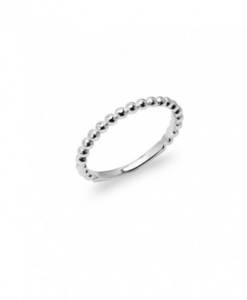 Sterling Silver Beaded Stackable Ring - Polished Fine Wedding Band Sizes 5 to 13 - CL129FOUXO1